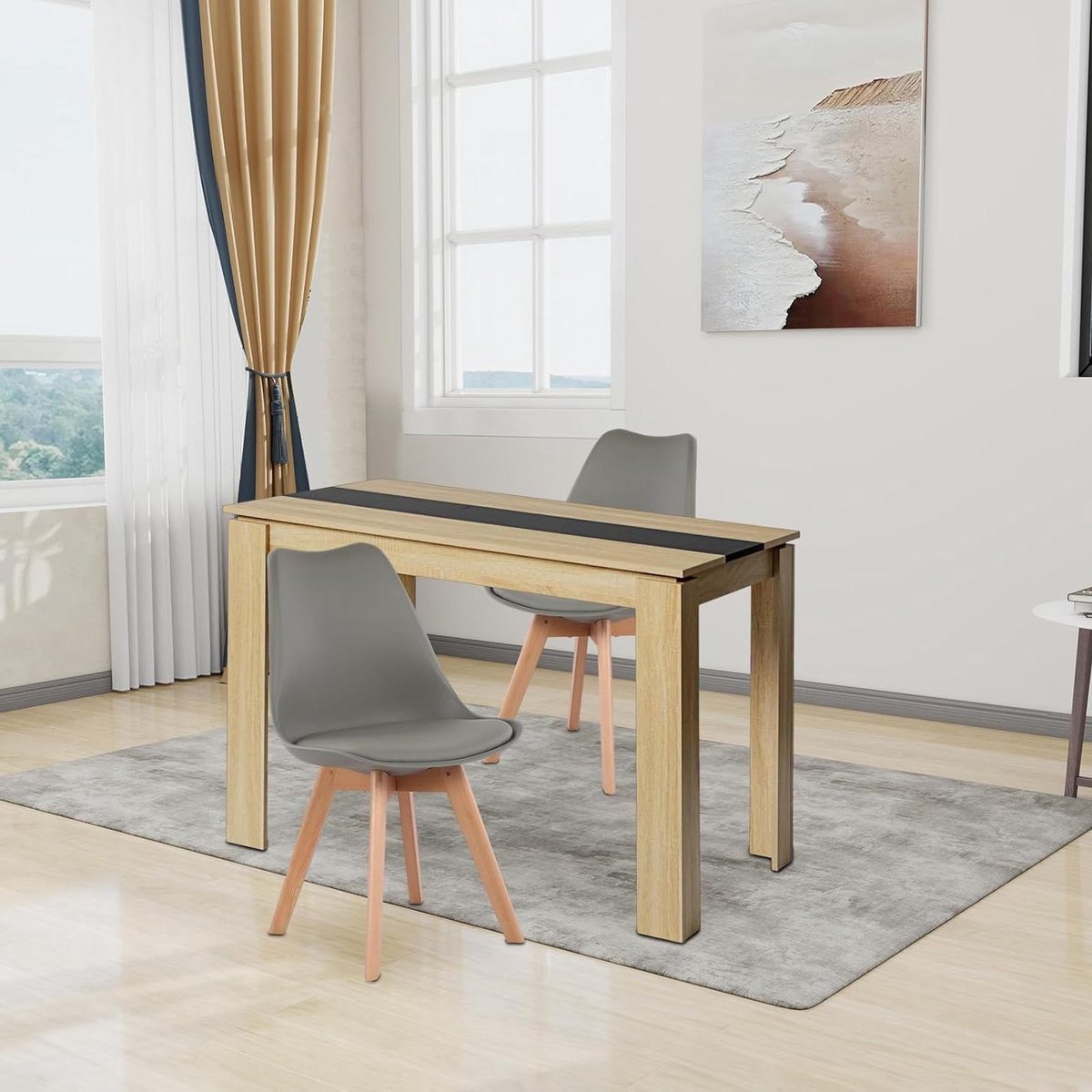 Eetkamerset - Eettafel met stoelen - Samen eten - Krasbestendig tafelblad - 110 cm - Eiken-zwart met grijs
