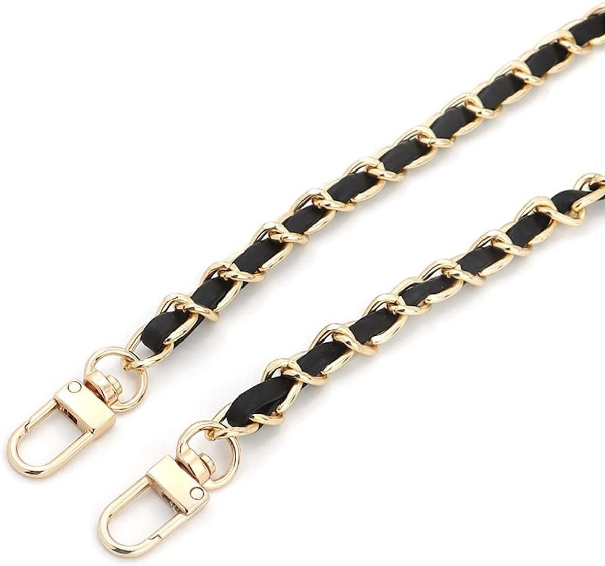 Schouderband met metalen ketting van 120 cm voor handtassen, schoudertassen en portemonnees in lichtgoud