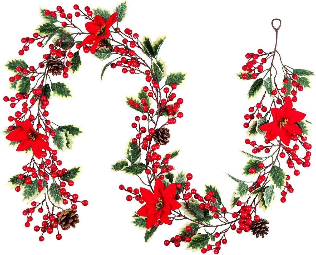 2m Kerstmis Rode Bessen Slinger - Decoratie - Feestversiering