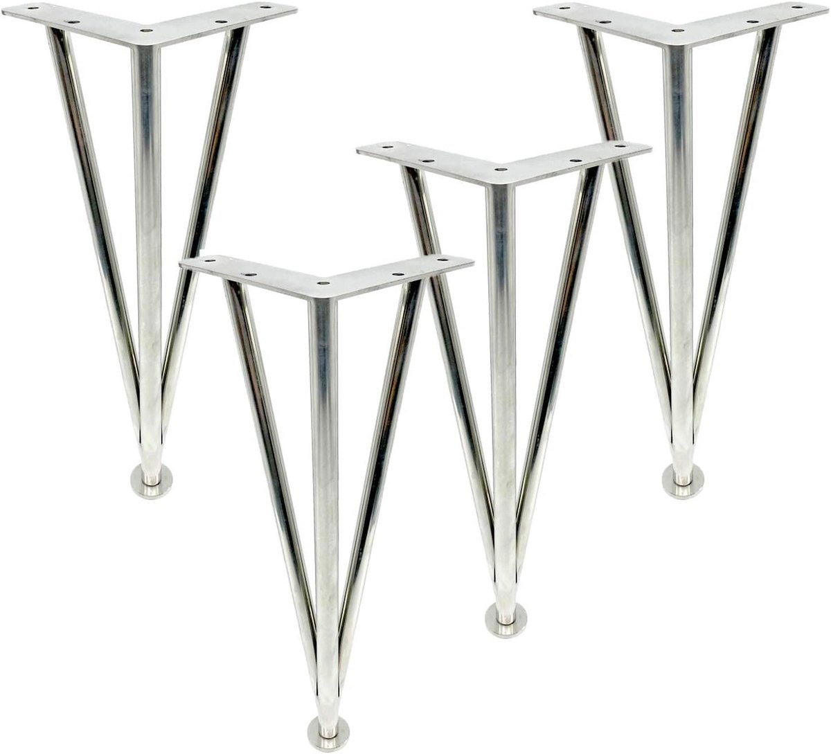 Meubelpoten Set - Verstelbare Tafelpoten - Meubels Stabiliseren - Driehoekige Constructie - 20 cm - Zilver