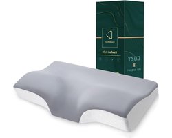 Traagschuim Hoofdkussen - Neksteunkussen Orthopedisch - Ontspannen Slapen - Ergonomisch 3D-design - 55x35cm - Grijs