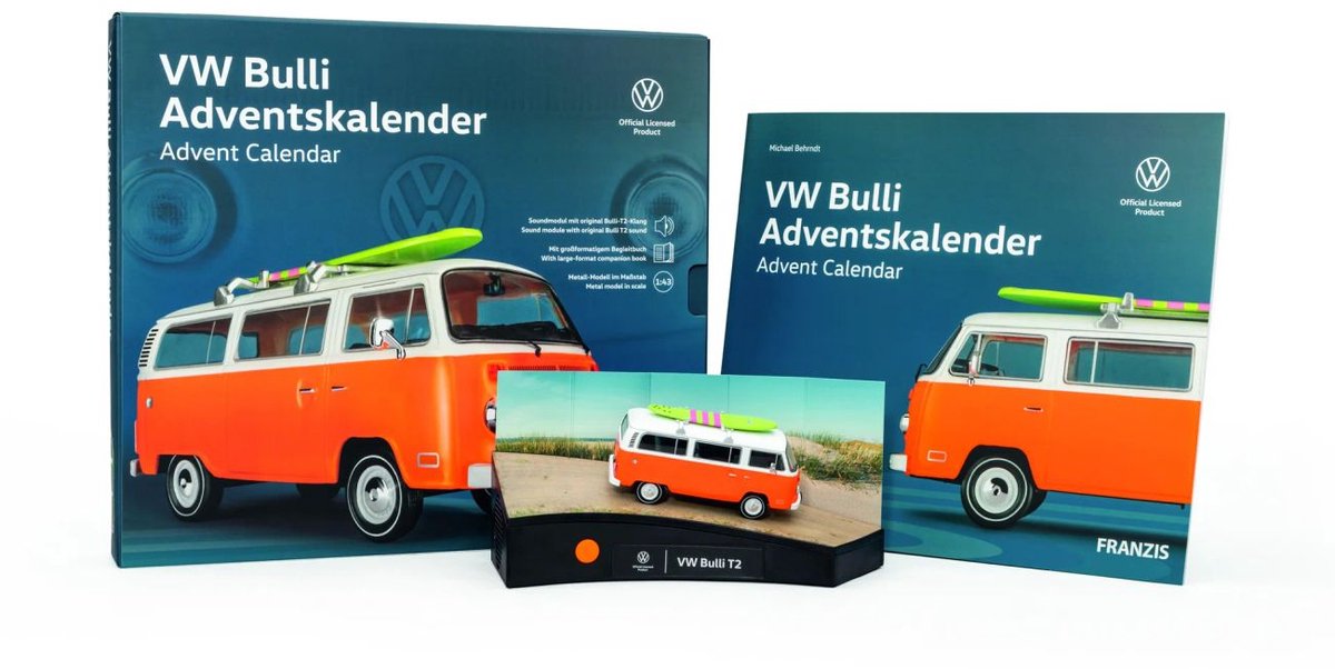 Franzis Adventskalender - 67223 Volkswagen VW T2 Bulli Camper Busje - Metalen Modelbouwpakket - 1:43
