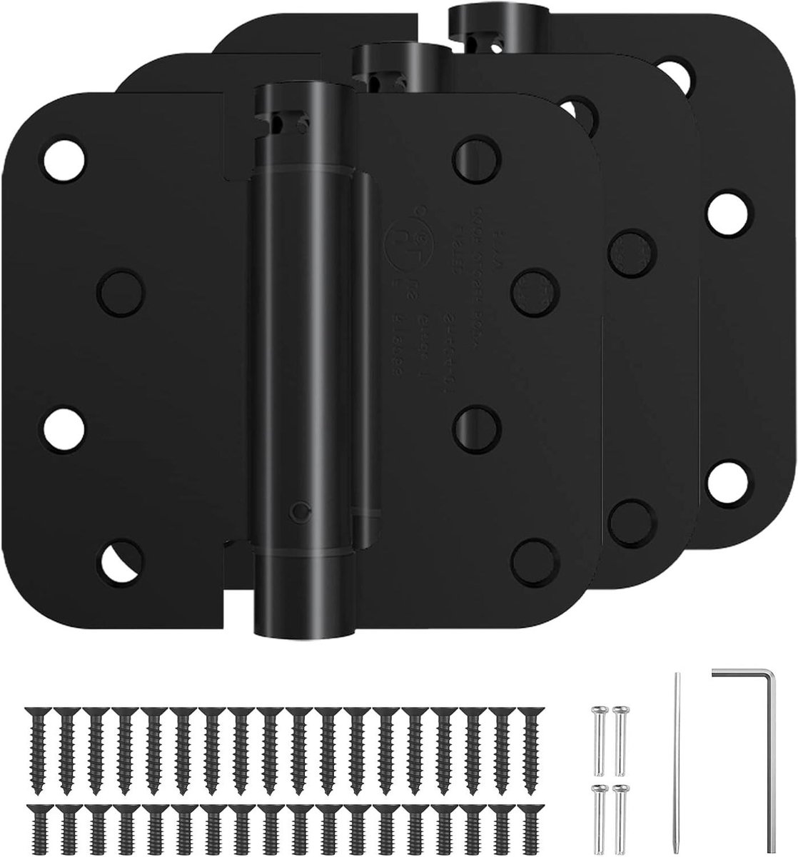 Zelfsluitende Deurscharnieren - Veerbelaste Scharnieren - Automatisch Sluiten Deuren - Verstelbare Spanning - 10.5 cm - Mat Zwart