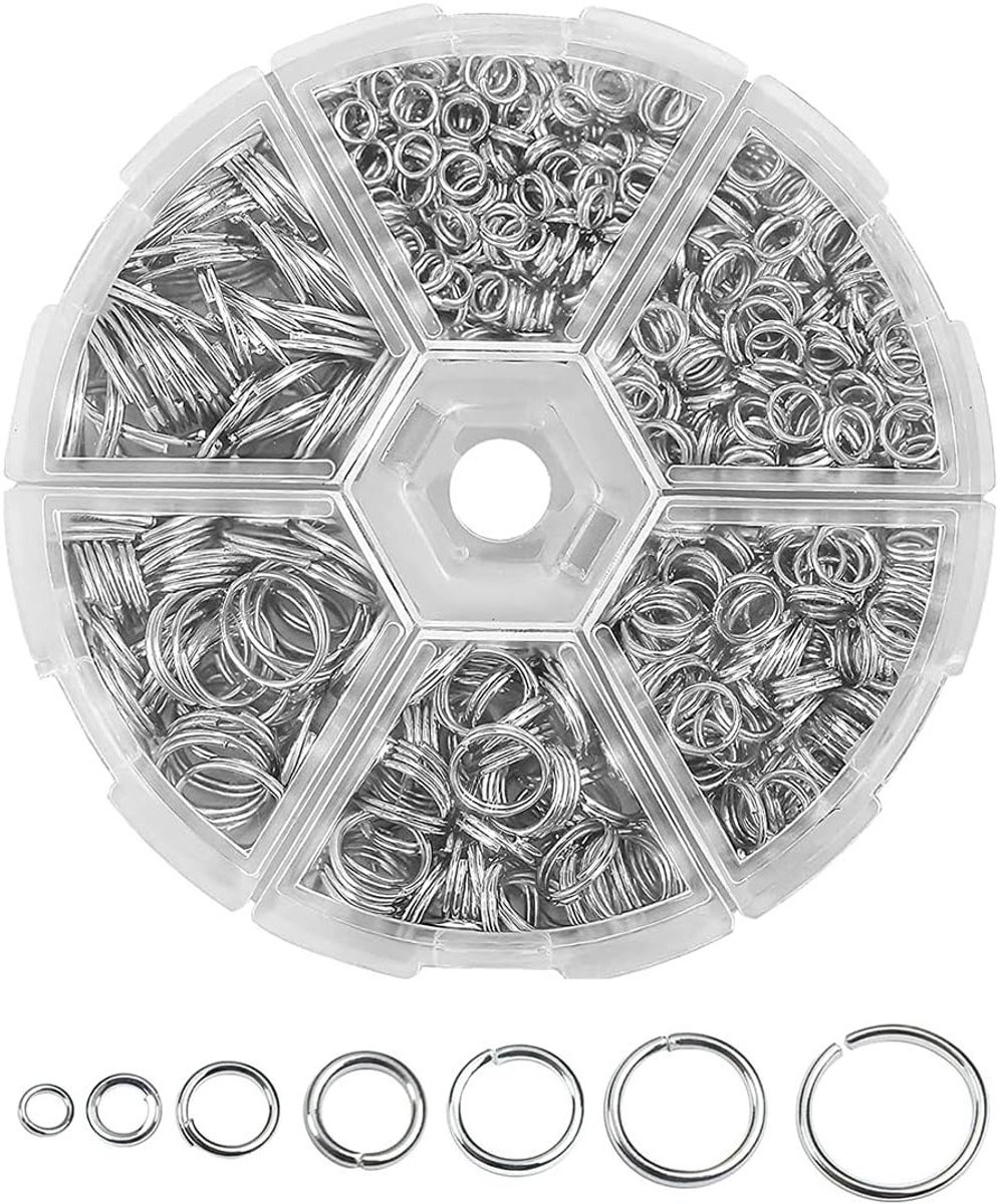 1390 Stuks Jump Rings en Split Rings, Zilveren Metaalringen voor Kettingen en Armbanden, DIY Sieraden Maken en Creatieve Projecten