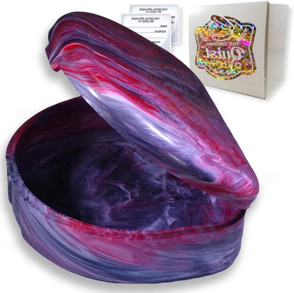Orthodontische Houder - Retainer Case - Opbergen Mondstuk - Beschermende Box - 3" x 2½" x 1" - Rood Staal