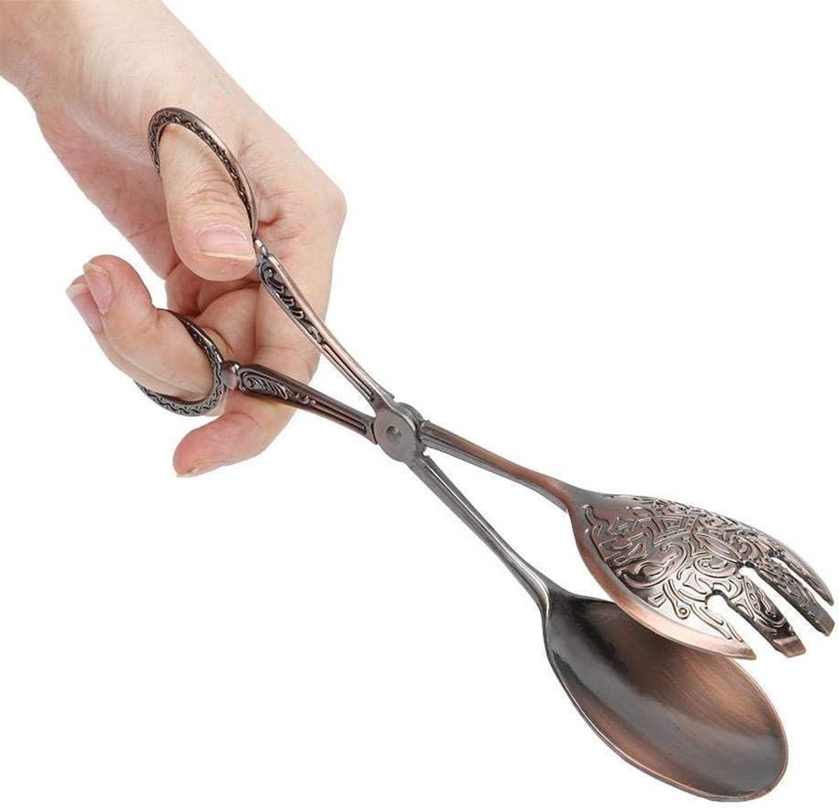 Buffet Tang - Keukentang Salade Tang - Serveren van Eten - Antislip Grip - 23 cm - Koper