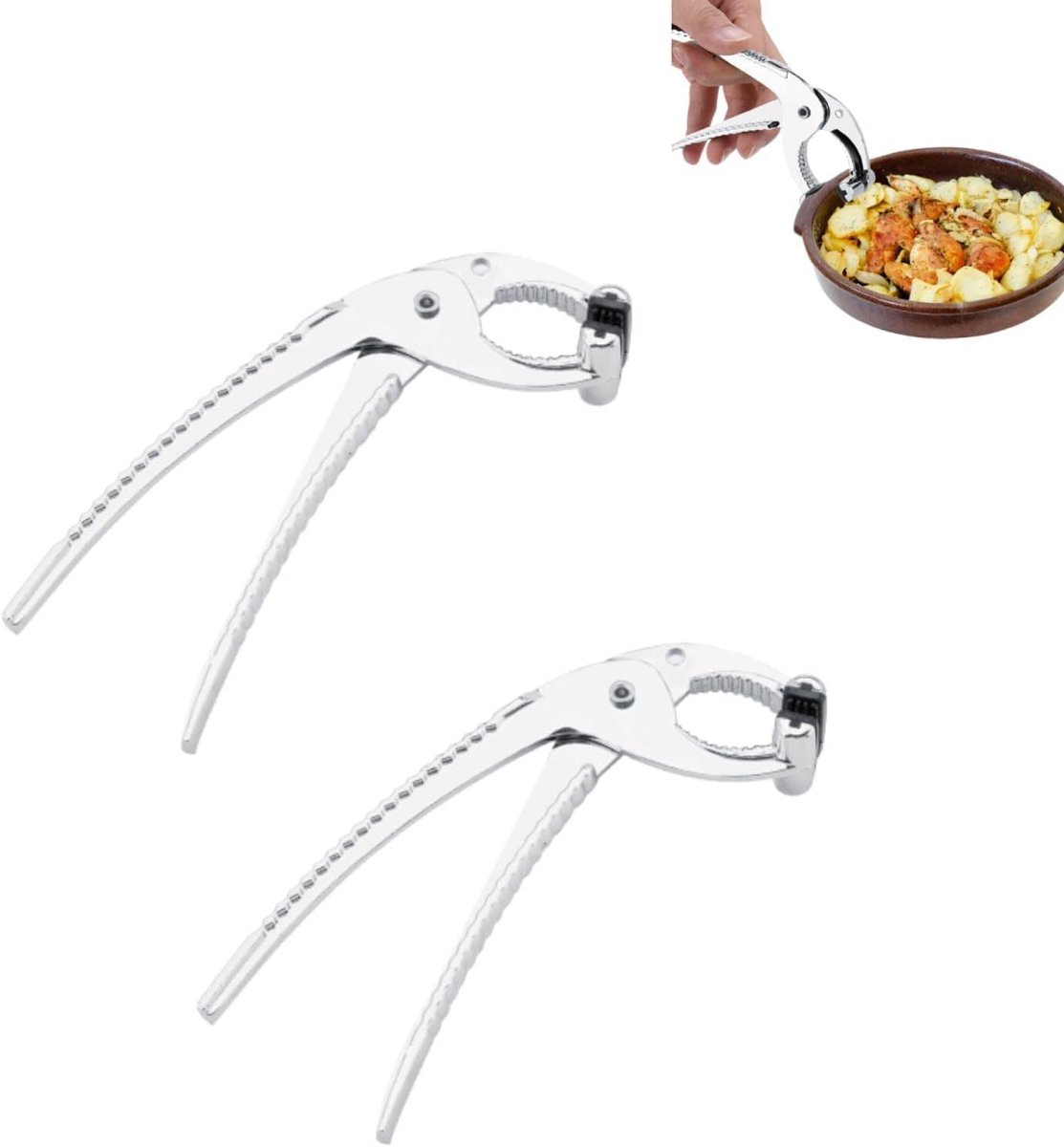 Kooktang Set - Pincet Tang - Veilig Koken - Hittebestendig Ontwerp - 2 stuks - Zilver