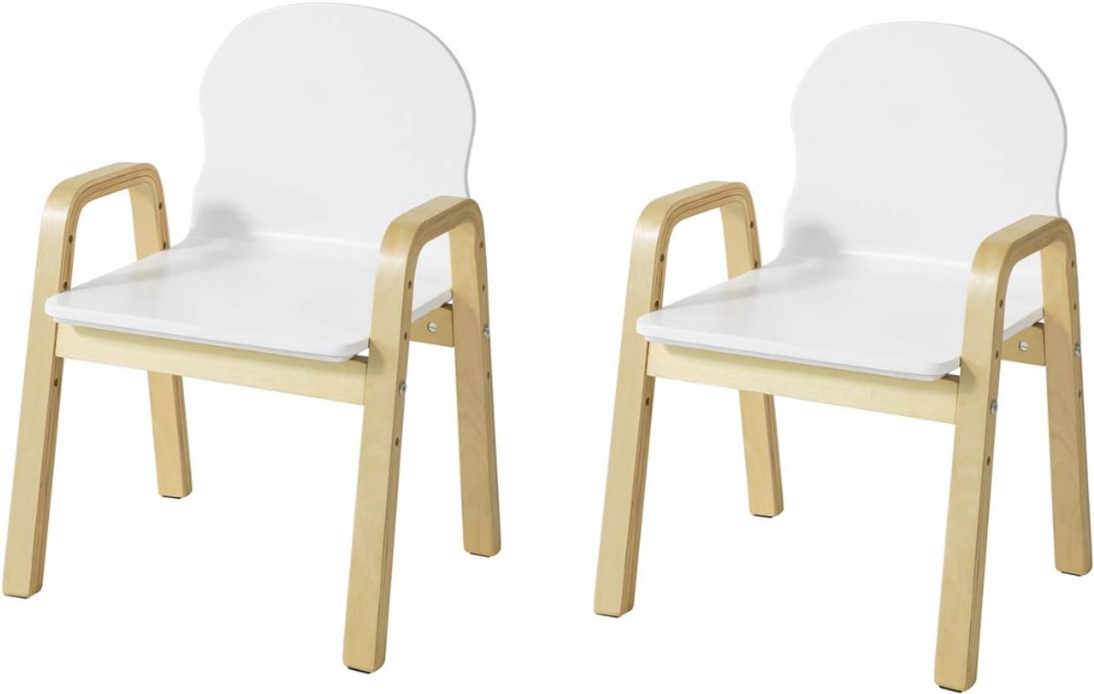 SAVI® Peuterstoel - Kinderstoel - Peuter Stoel - Set van 2 - Wit - 40cm x 32cm x 53cm