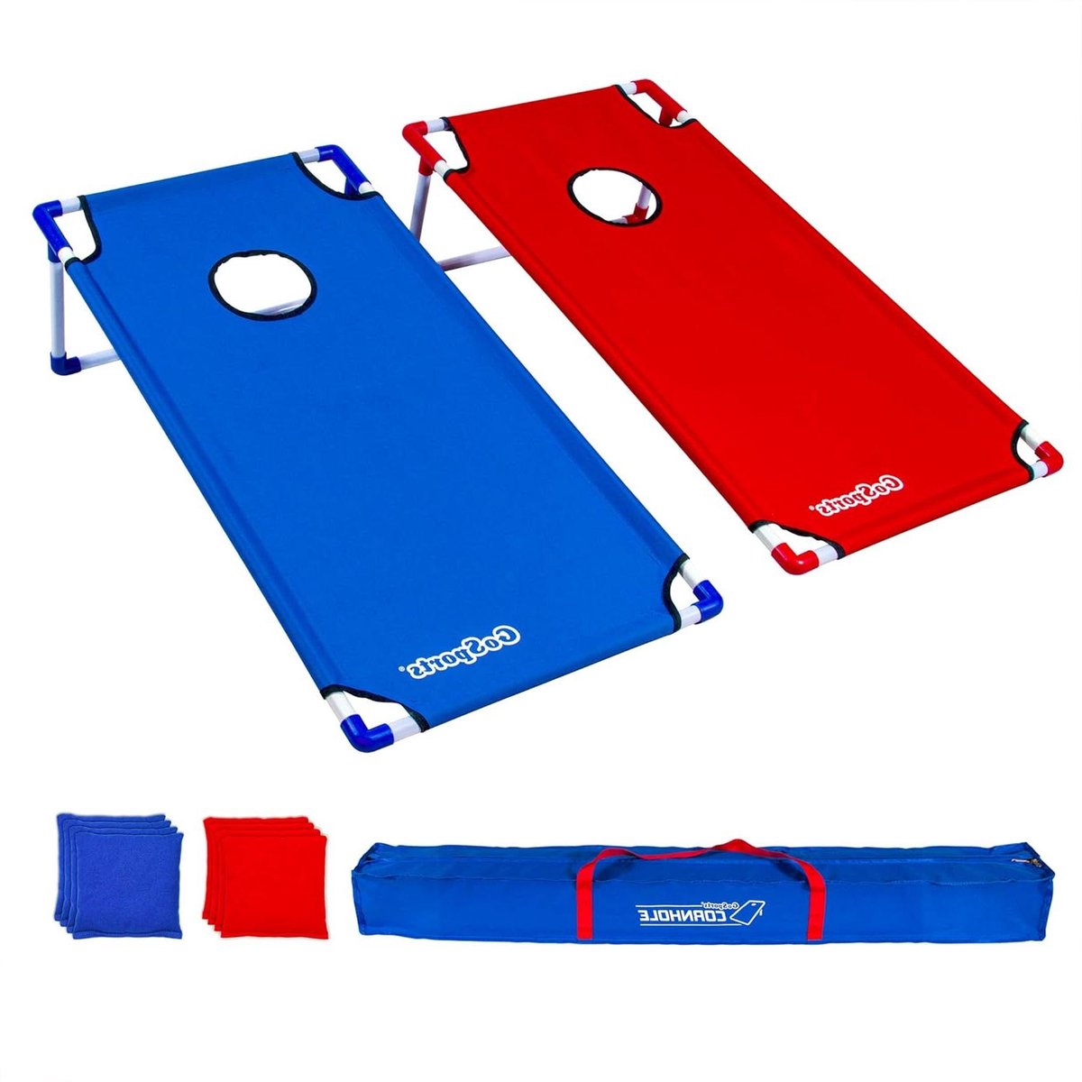 Cornhole Spelset - Werpspel Set - Outdoor Feest - XL Formaat - 120x60 cm - Blauw Rood