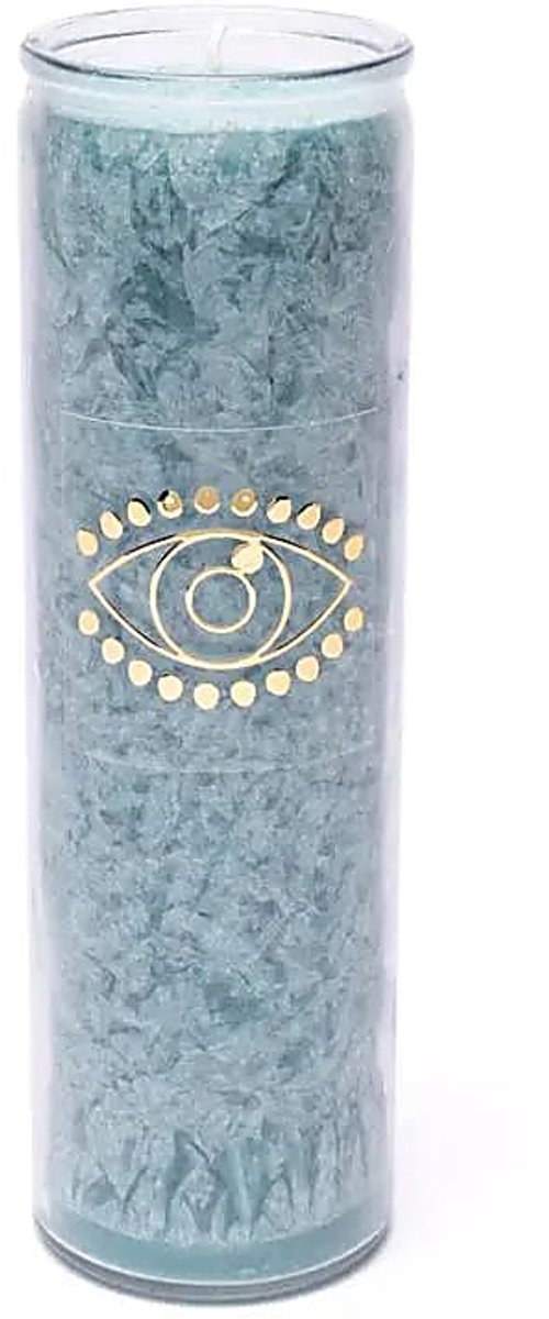 Kaars Stearine Eye Of Providence Aquamarijn Ongeparfumeerd - 21x6,5 Cm - 21x6.5 cm