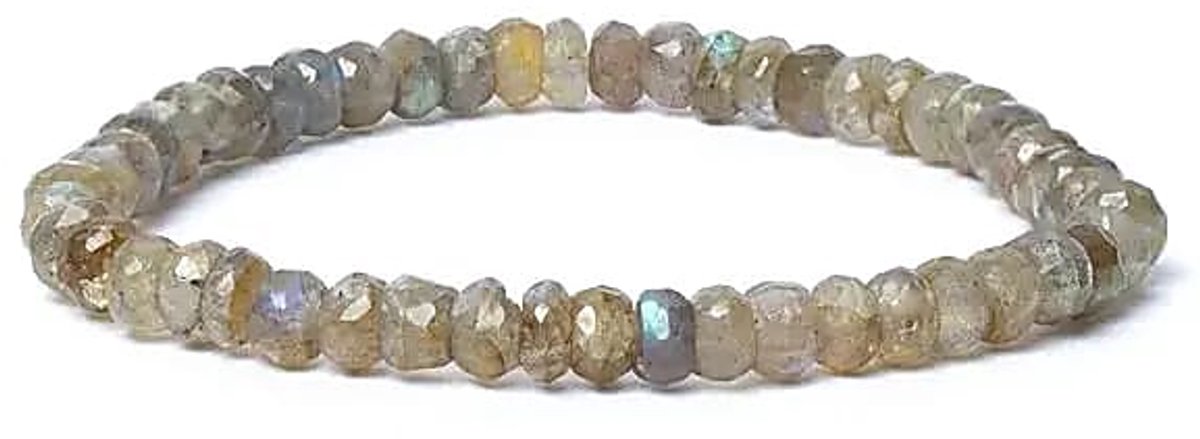 Armband, labradoriet, facetgeslepen AA kwaliteit, elastisch
