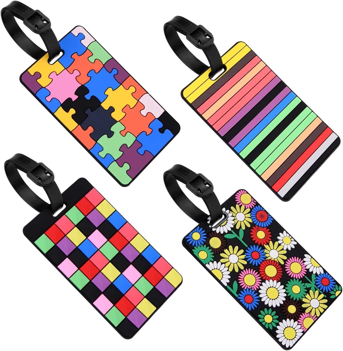 Set van 4 Siliconen Bagagetags voor Reis, Identificeer je Koffer en Voorkom Verlies, Perfect als Cadeau voor een Huwelijksreis
