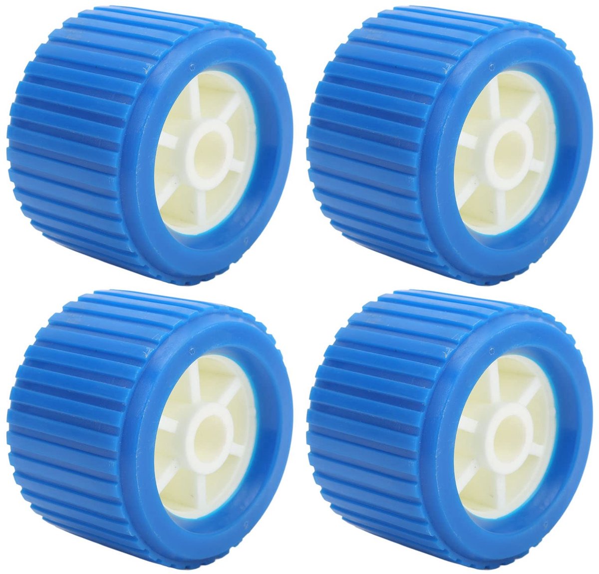 Vt products - Boottrailer Wobble Roller Kit - 4 delige set - Robuuste kwaliteit - 4.3in diameter - Ideaal voor boot trailers - Blauwe rollers - Geschi