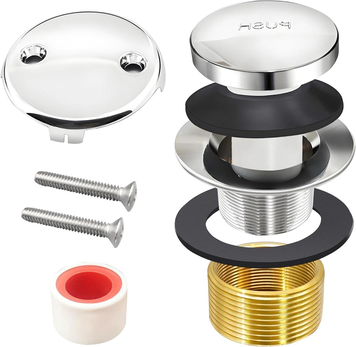 Bad Stopper Afvoer Kit - Badkuip Overloop Deksel - Badkamer Upgraden - Gereedschapsloze Installatie - Universele Pasvorm - Zilver