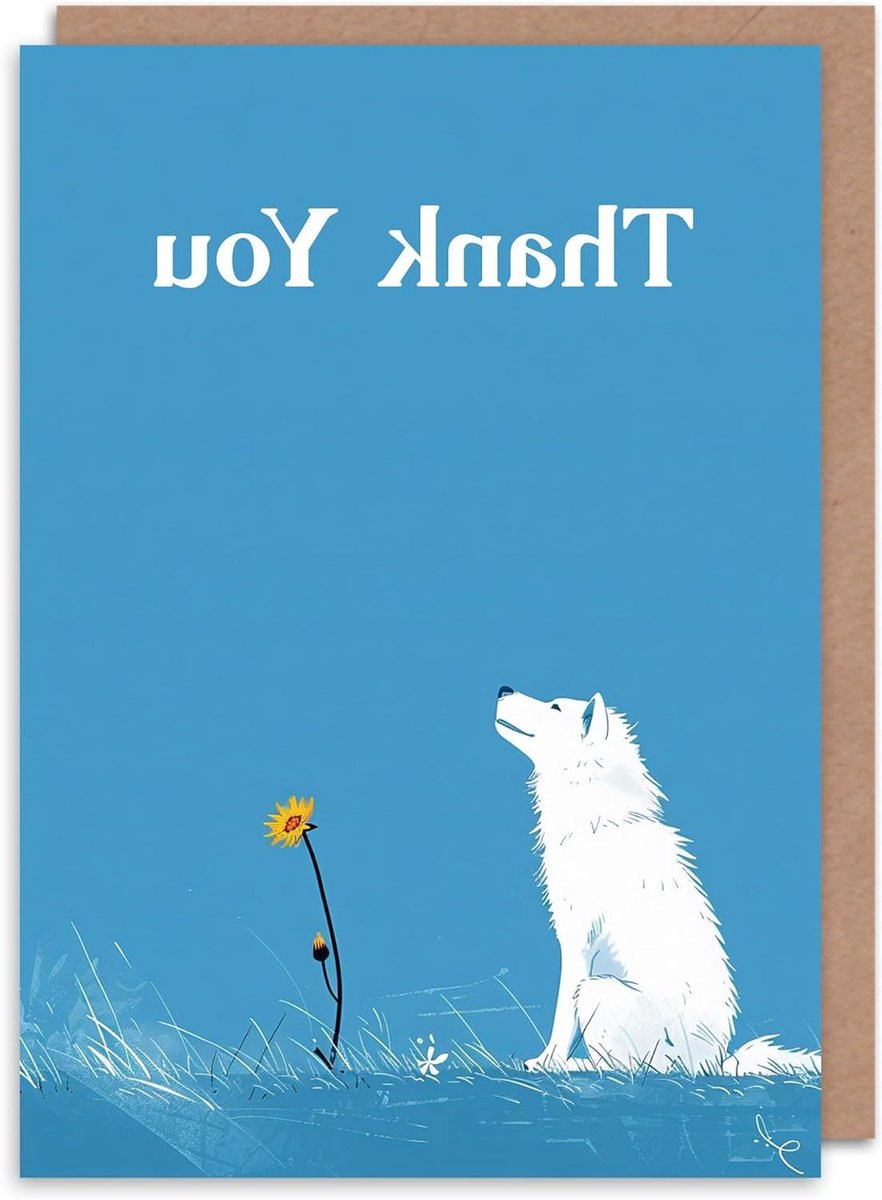 Wenskaart Hond Bloemen - Groetkaart Verjaardag - Persoonlijke Boodschap Sturen - Blanco Binnenkant - 17.5 x 12.5 cm - Blauw