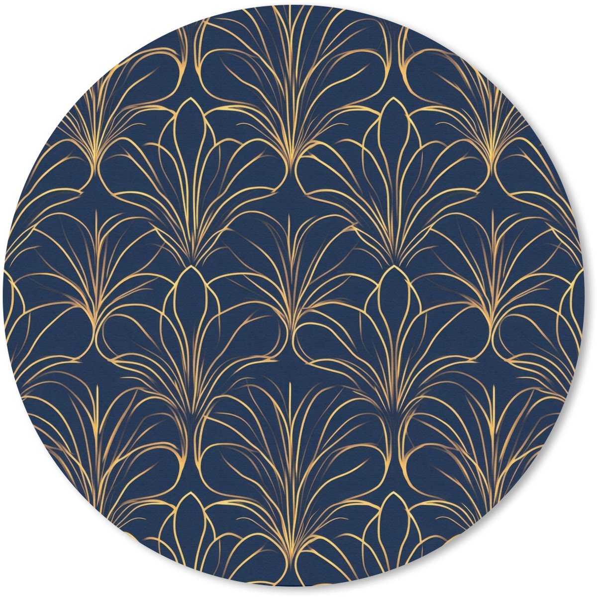 Muismat rond 40x40 cm - Mousepad Deco - Waaier - Blauw - Ronde muismatten