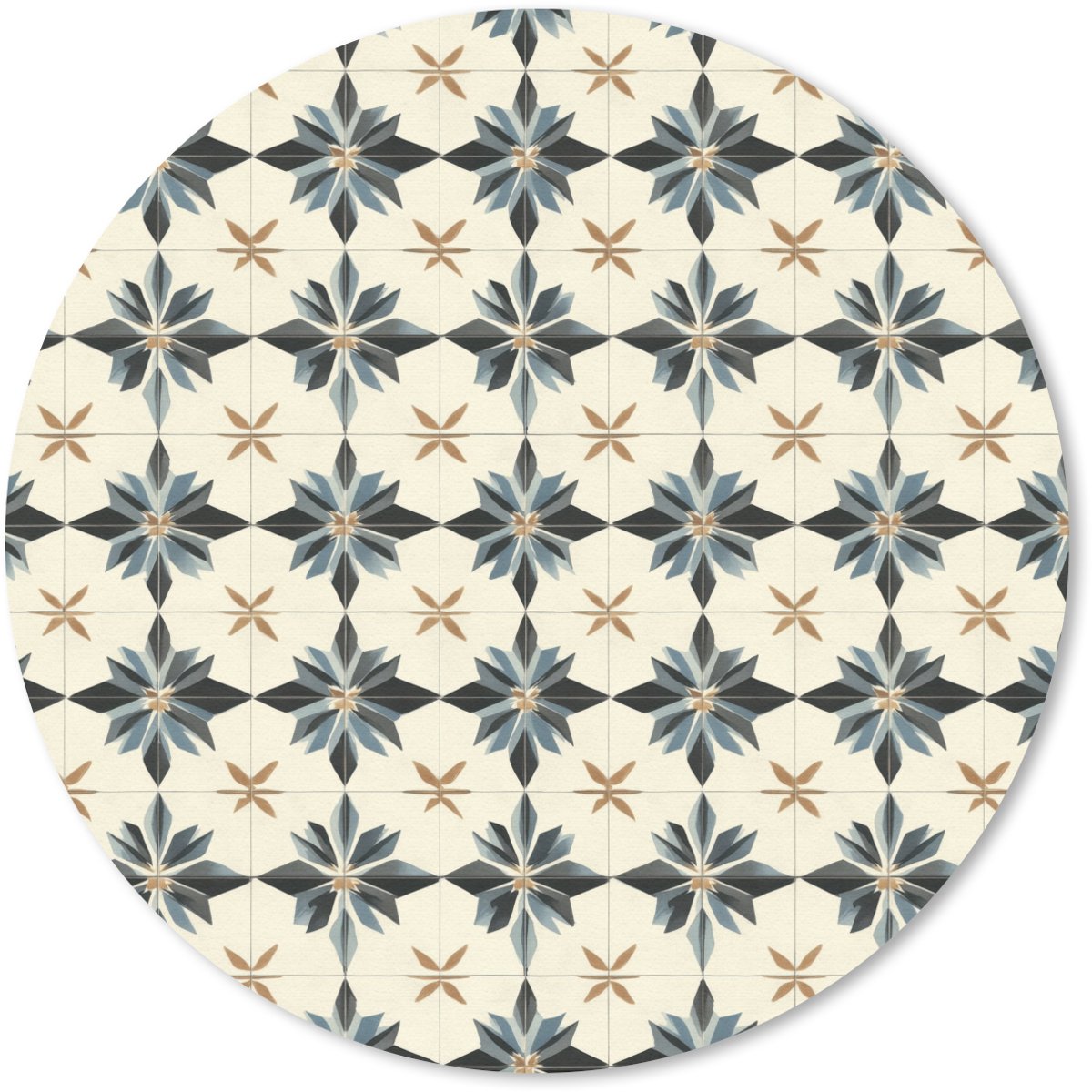 Muismat rond 20x20 cm - Mousepad Sierlijk - Ornament - Blauw - Ronde muismatten