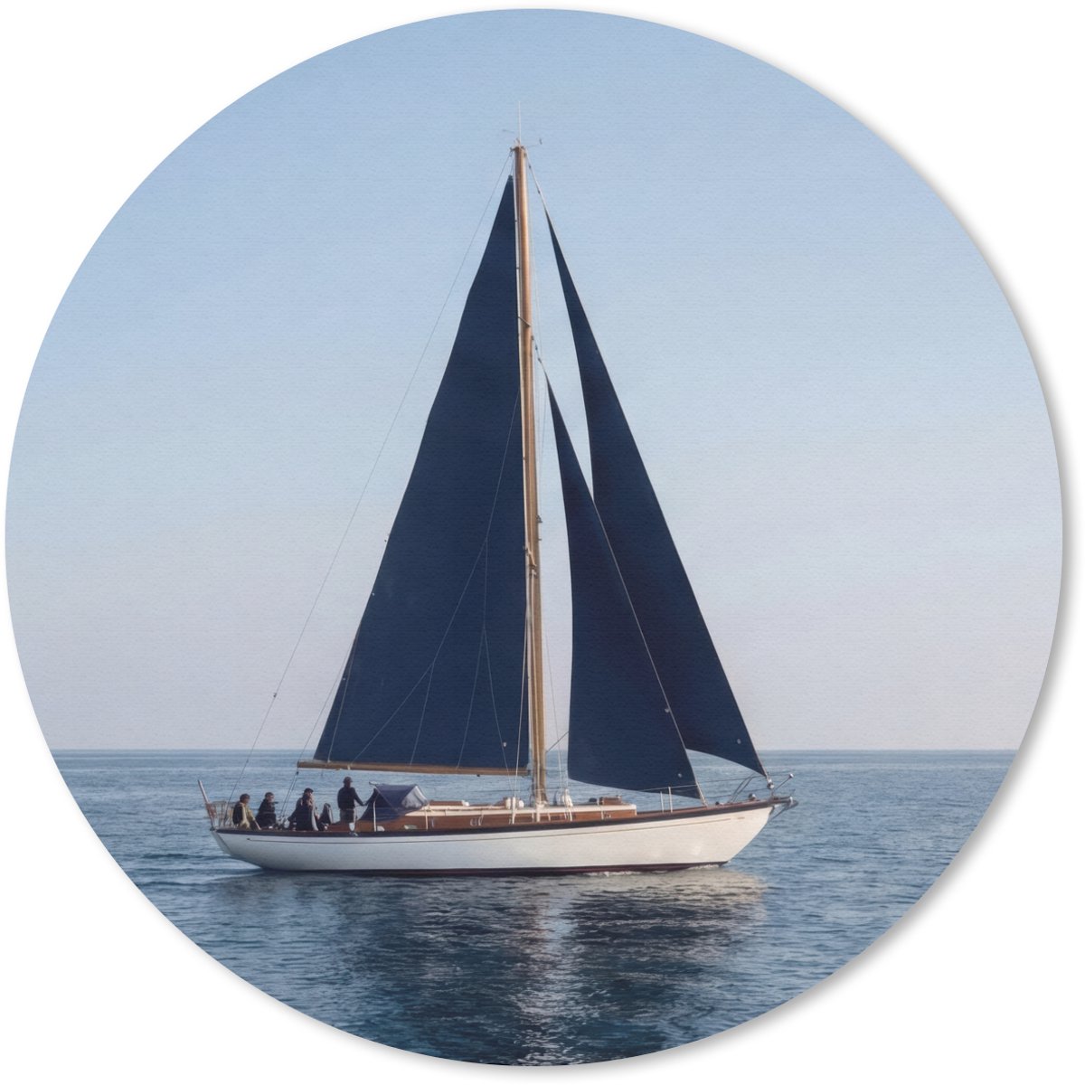 Muismat rond 30x30 cm - Mousepad Zeilboot - Zee - Blauw - Ronde muismatten
