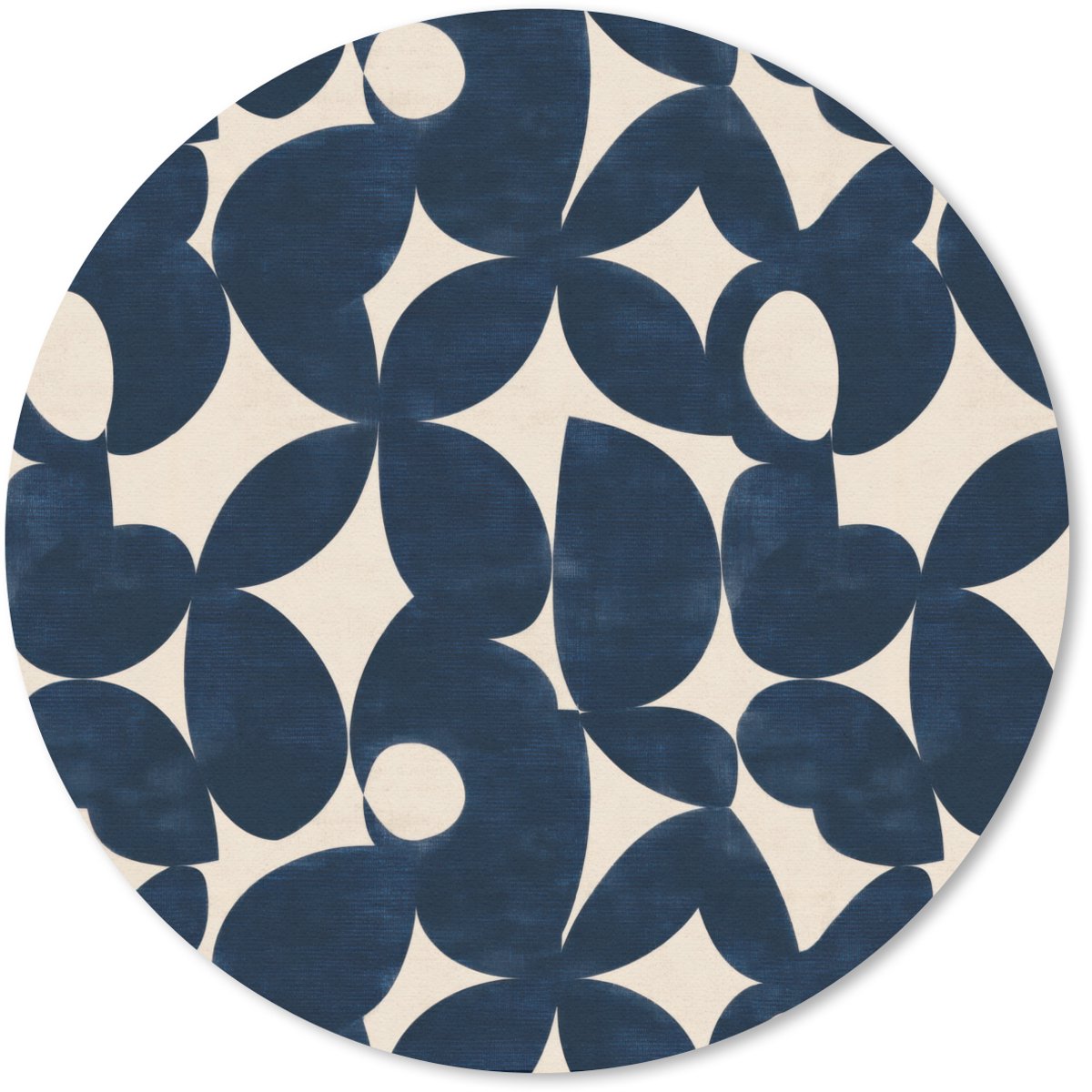 Muismat rond 30x30 cm - Mousepad Modern - Geometrisch - Blauw - Ronde muismatten