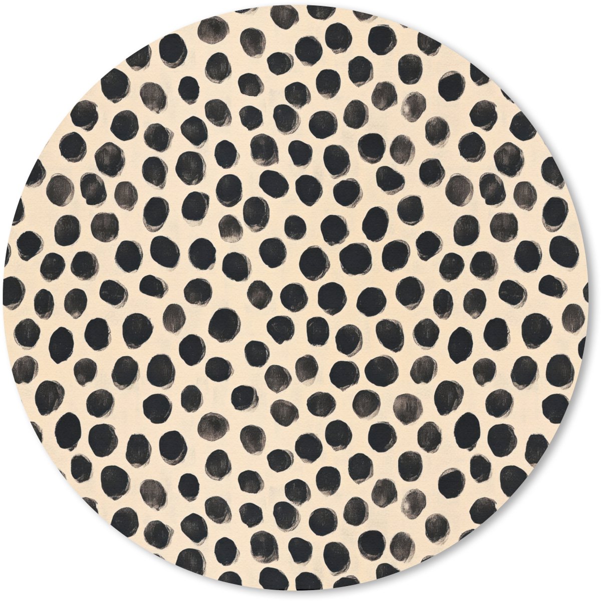 Muismat rond 40x40 cm - Mousepad Stippen - Patroon - Zwart - Ronde muismatten