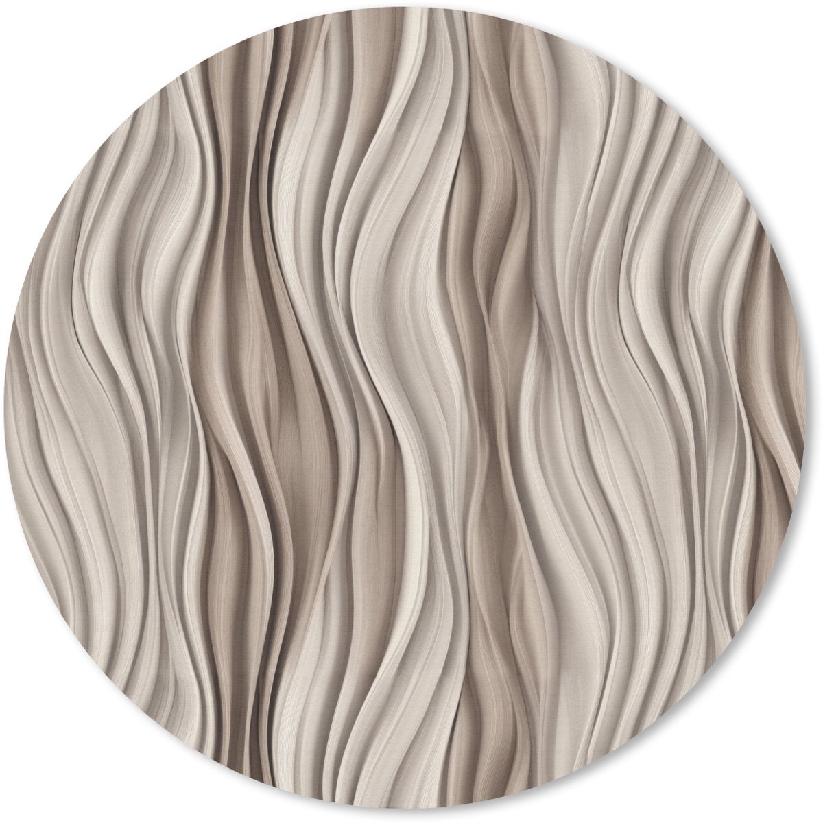 Muismat rond 50x50 cm - Mousepad Golven - 3D - Crème - Ronde muismatten
