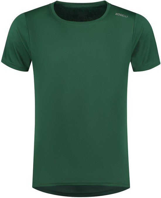 Donkergroen kort-mouwig sportshirt met Rogelli logo op de schouder.