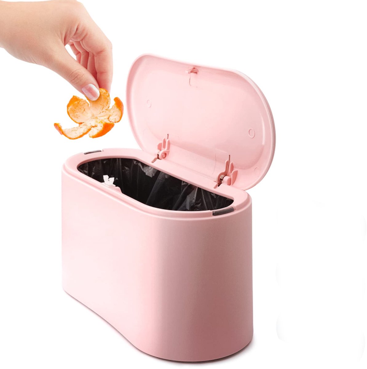Bureauprullenbak – Afvalbak – Geschikt voor kantoor/keuken – 22 x 11 x 13 cm – PP – Roze
