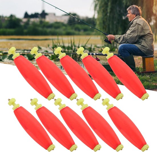 Vis Dobbers - Dobber Set - Vissen op Rivier - EVA Schuim Materiaal - 10 stuks - Rood van Merkloos — afbeelding 4