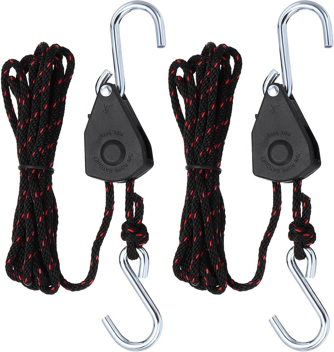 2pcs kayak rope lashing straps - 1/8" x 17.7m - heavy duty kayak rope - bow and back lashing straps - verstelbare touw ophangsystemen - ratchet - kayak transport accessoires