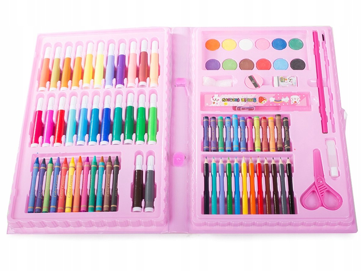 Roze kunstkoffer, knutselkoffer Art Set - 86 stuks - Creatief Speelgoed - Roze — cadeau in Spellen & Speelgoed - foto 5