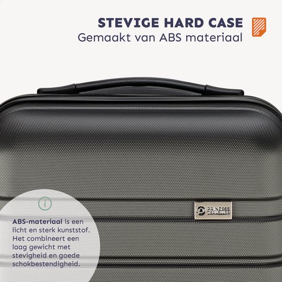 Close-up van de textuur van de stevige hardcase donkergrijze koffer, gemaakt van ABS-materiaal.