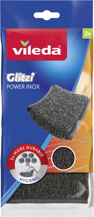 Vileda Glitzi Power Inox schuursponsen – 2 stuks