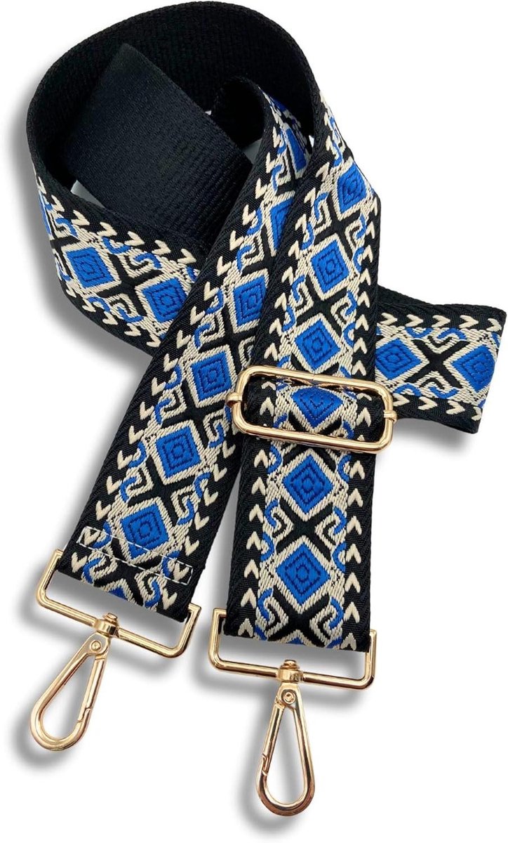 Schouderband voor Tassen - Verstelbare Band - Tas Vernieuwen - Zachte Draagcomfort - 70-130 cm - Blauw/Zwart