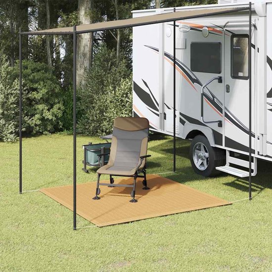 Tent Tapijt - Grondzeil Outdoor Kleed - Kamperen en Terras - Waterdoorlatend HDPE Materiaal - 200x200 cm - Zandkleur — afbeelding 4