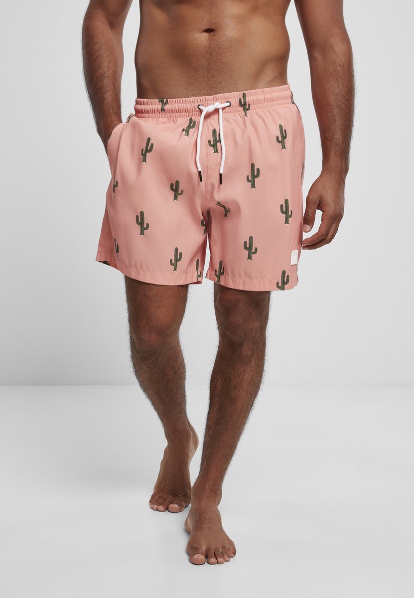 Urban Classics Pattern Cactus Zwemshorts M Roze