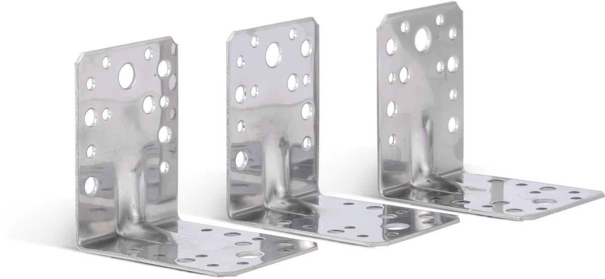 Alberts 335236 hoekanker extra sterk met rib | rvs | 90 x 90 x 65 mm | set van 3