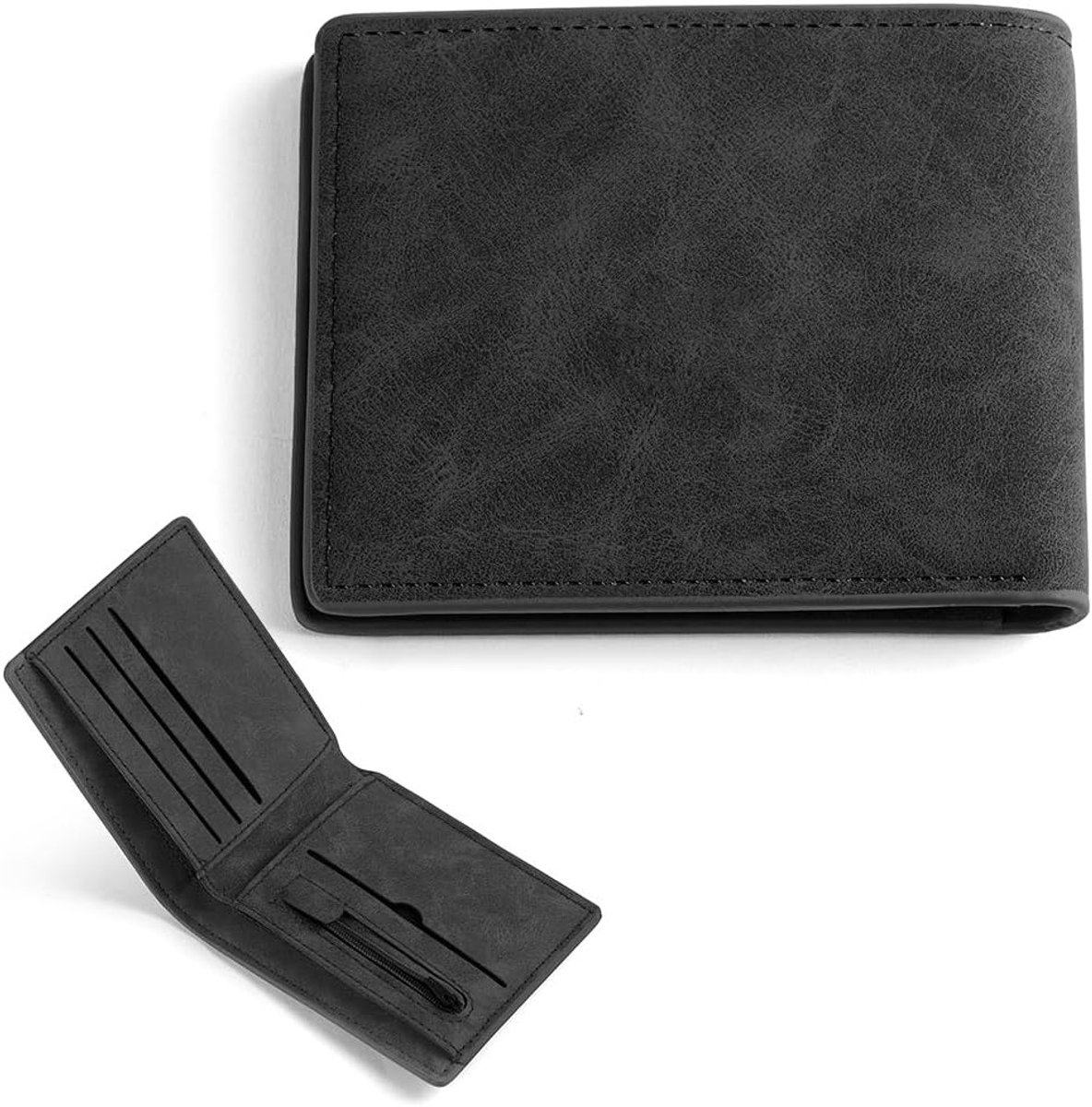 Leren creditcardhouder voor mannen en vrouwen, slanke portemonnee voor werk, reizen en dagelijks gebruik, zwart