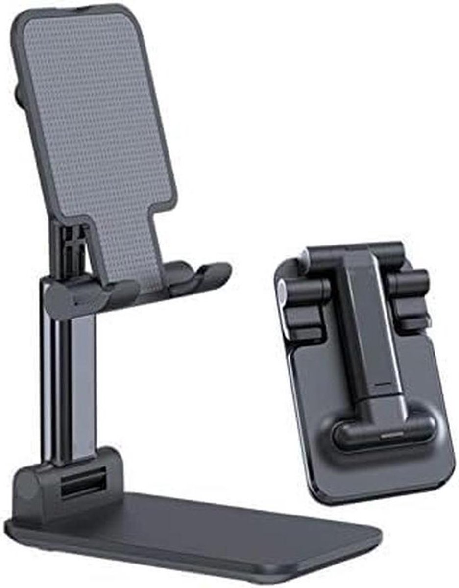Telefoon en Tablet Standaard - Bureauhouder Statief - Handsfree Media Kijken - Hoogte en Hoek Verstelbaar - 95 g - Zwart