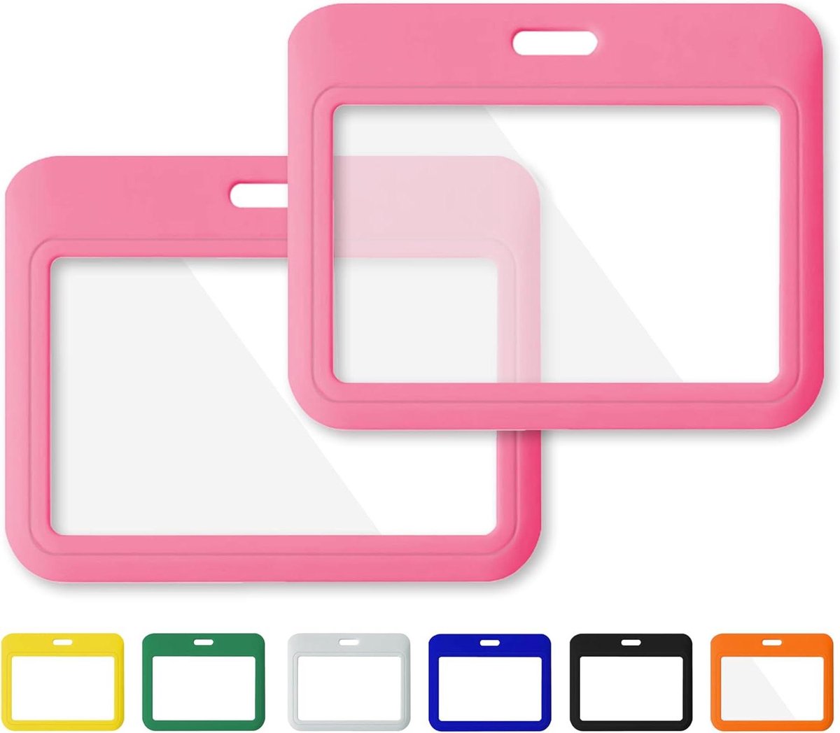 ID Kaarthouder - Badgehouder Pouch - Veilig Kaarten Tonen - Dubbelzijdig Venster - 10x8 cm - Roze