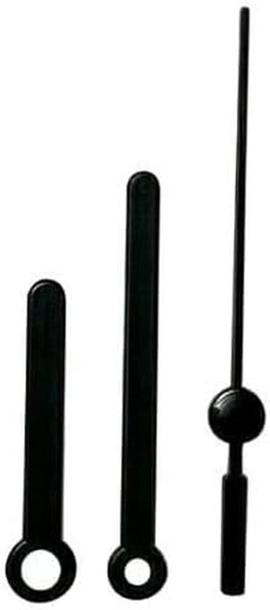 Klok Wijzers Set - Vervangende Wijzers Plastic Wijzers - Klok Repareren - Druk Fit Connectie - Tot 130mm - Zwart