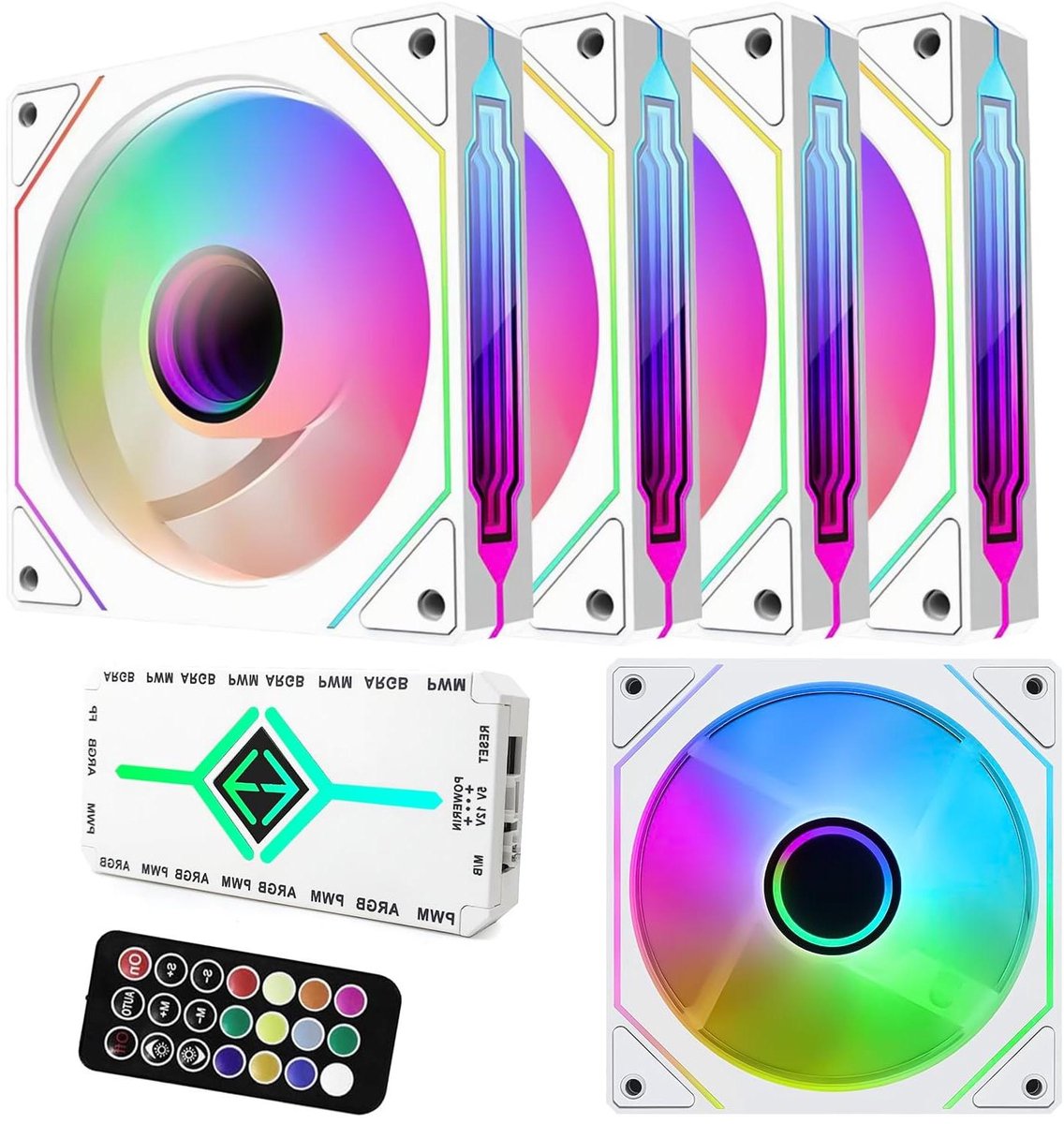 RGB Ventilatoren - Computer Fans - Computer Koeling - PWM Snelheidsregeling - 120 mm - Wit