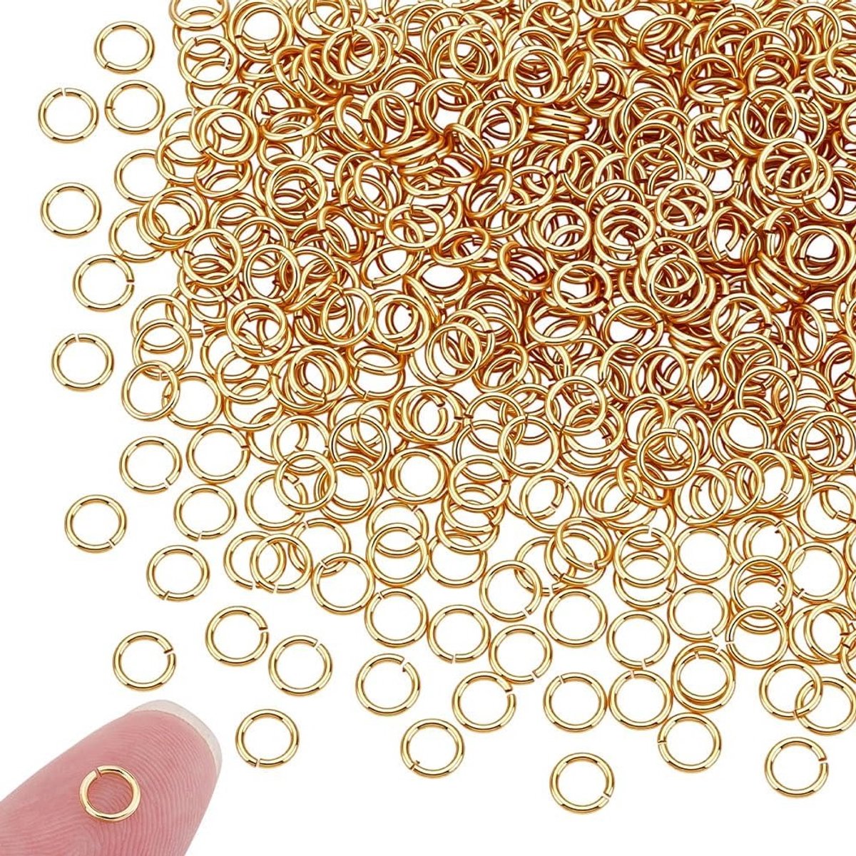 600 Stuks 5mm Gouden Open Bend Ringen van 18K Verguld Messing voor DIY Sieraden, Sleutelhangers en Armbanden