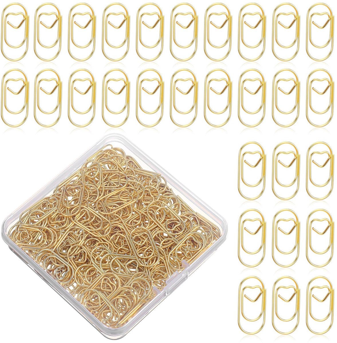 SPHProducts - Paper Clips - Hartvormig - Stijlvolle metaalclips - Goud - 200 stuks - Perfect voor kantoor en school - Unieke design