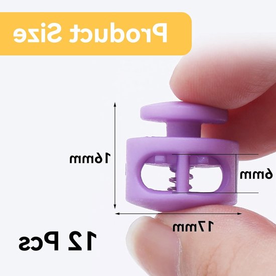 12 pcs dubbele gat koordstopper - 2 gekleurde koordclips - koordsluiting - kleurrijke plastic stoppers - verstelbare elasticiteit - optimaal voor koord - koorden - bandklem van Merkloos — afbeelding 5