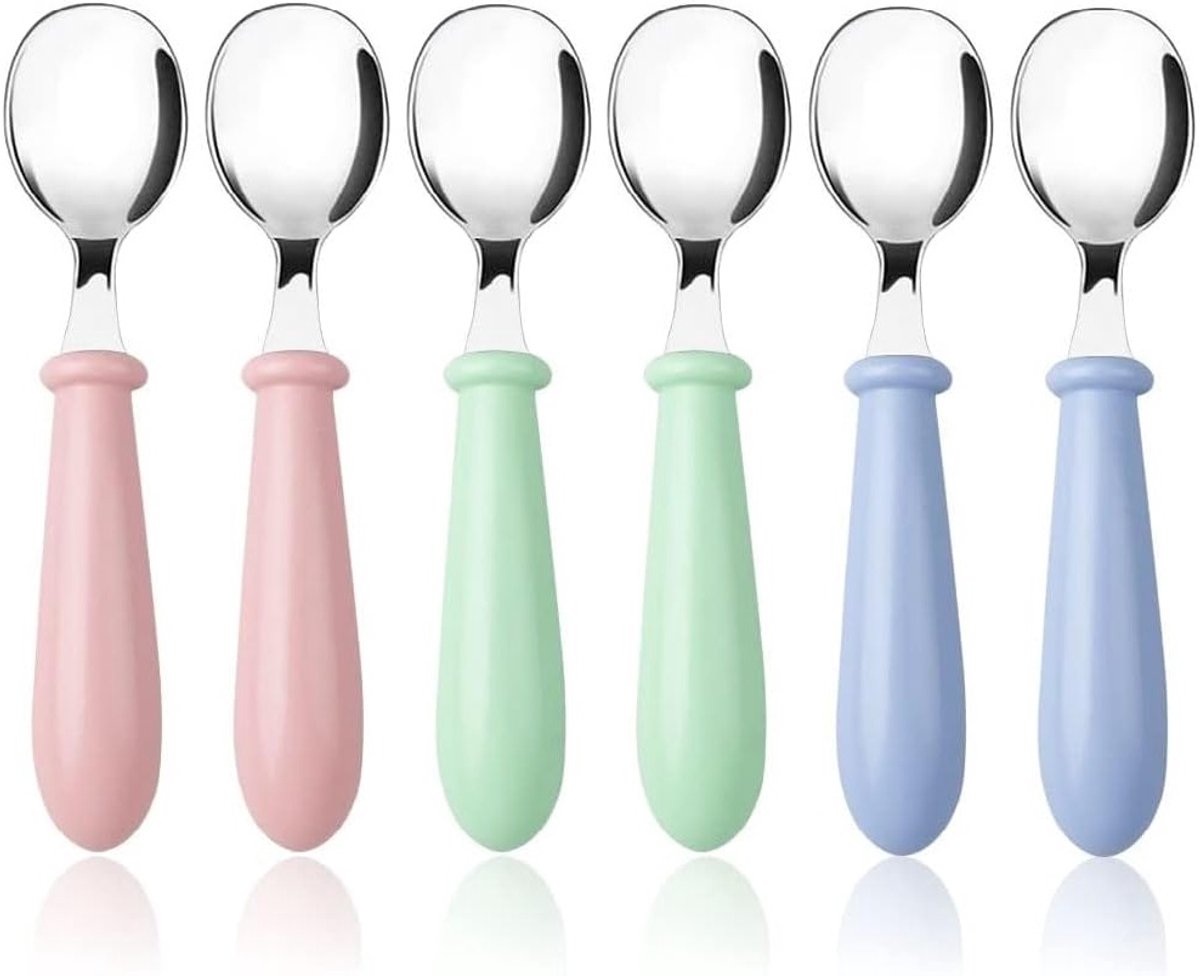 6-delig Bestekset voor Baby's, Leerspellen met Lepels en Vorken, Zelfstandig Eten, BPA-vrij en Vaatwasserbestendig