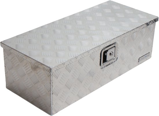 Aluminium traanplaat disselkist/gereedschapkist/disselbak 765x330x245 mm - inbouwslot - 1,3 mm dikte