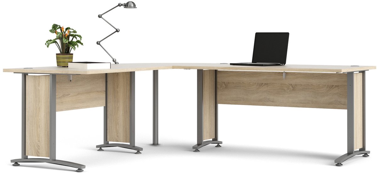 Giga Living Bureau Prima - Grijs/Naturel - 230x200x75cm