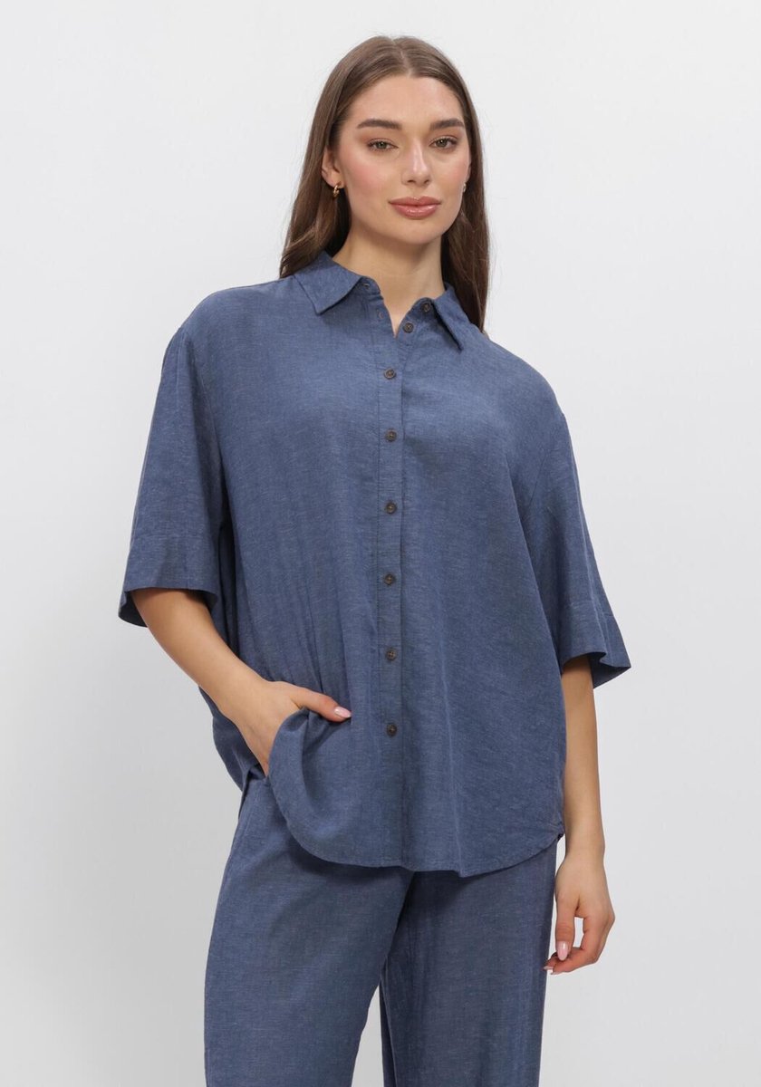 MSCH Copenhagen Mschviana Ginia 3/4 Shirt Dames - Jurken - Blauw - Maat L/XL