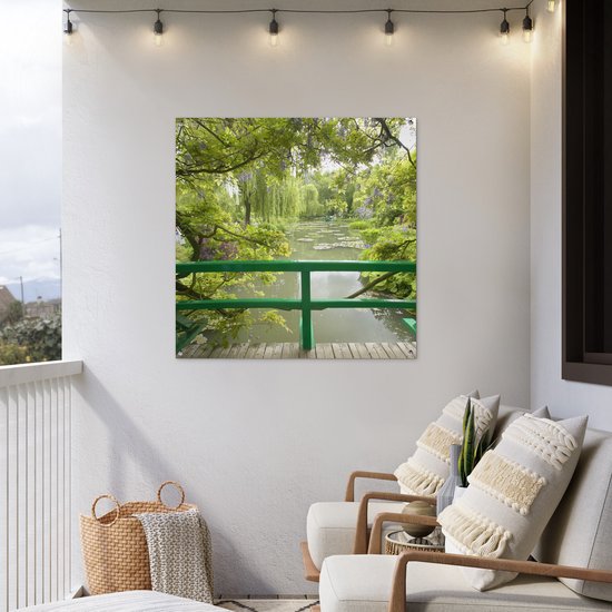 Toile jardin Vue sur l'eau depuis le pont japonais dans le jardin de Monet à Giverny - 100x100 cm