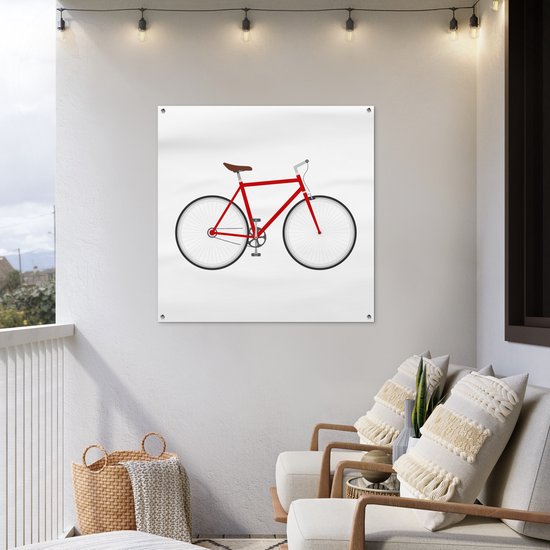 Toile de jardin Vélo de course - Rouge - Wit - 100x100 cm